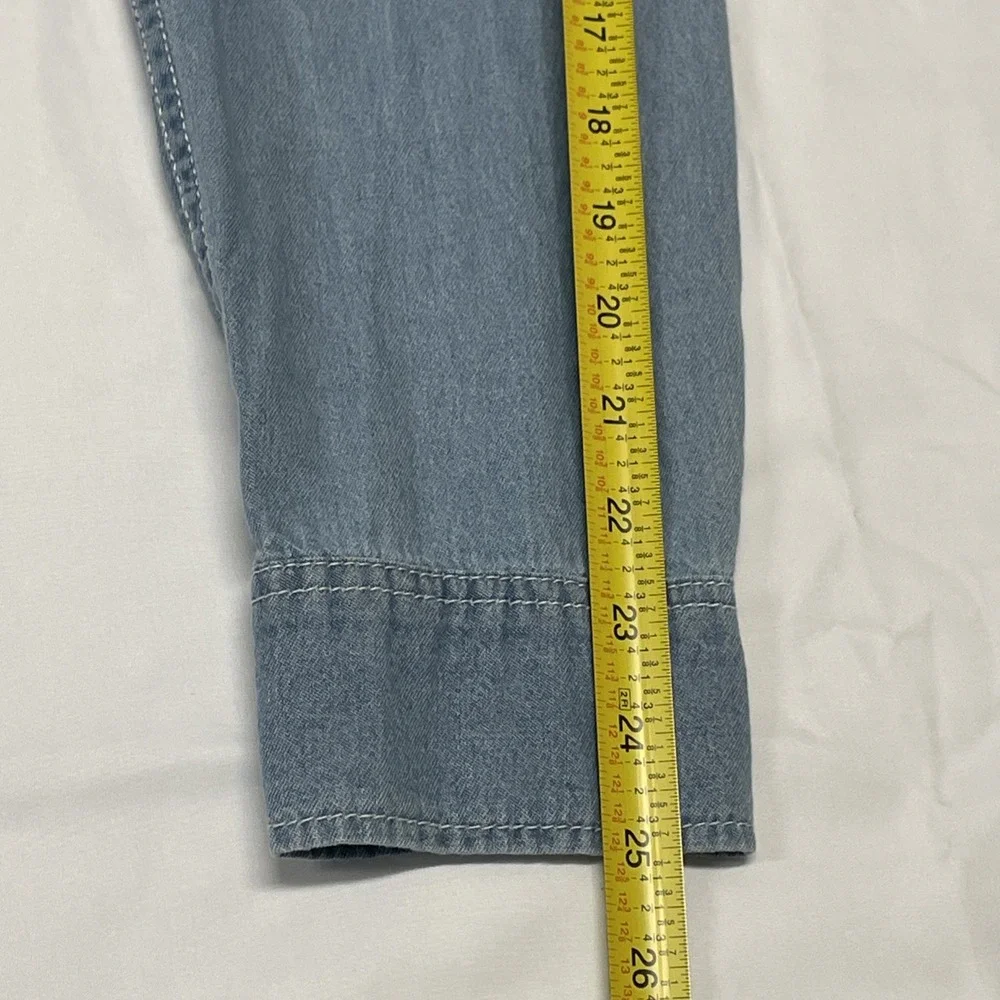 NWT True Religion Denim Long Sleeve Shirt Western Chambray Pearl Snap Men's S